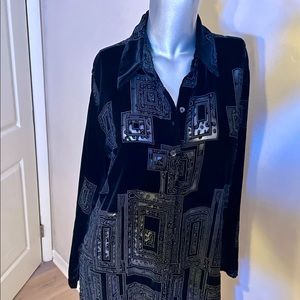 Chico’s Velvet Beaded Button Long Top